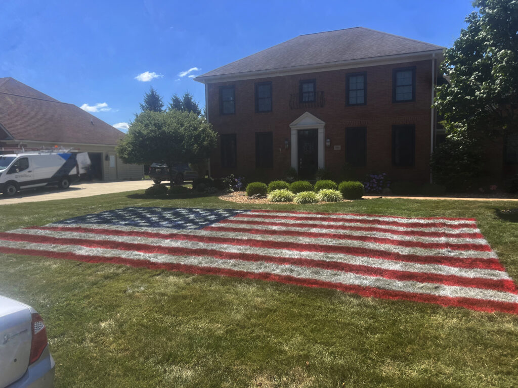 NLS Professional Grounds, Nick's Lawn Care, yard painting, American flag